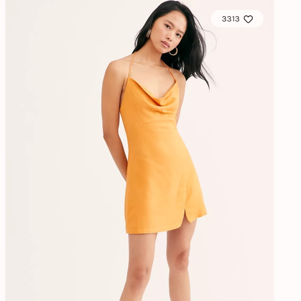 Too Hot to Handle Free People Orange Slip Dress Halter Open Back